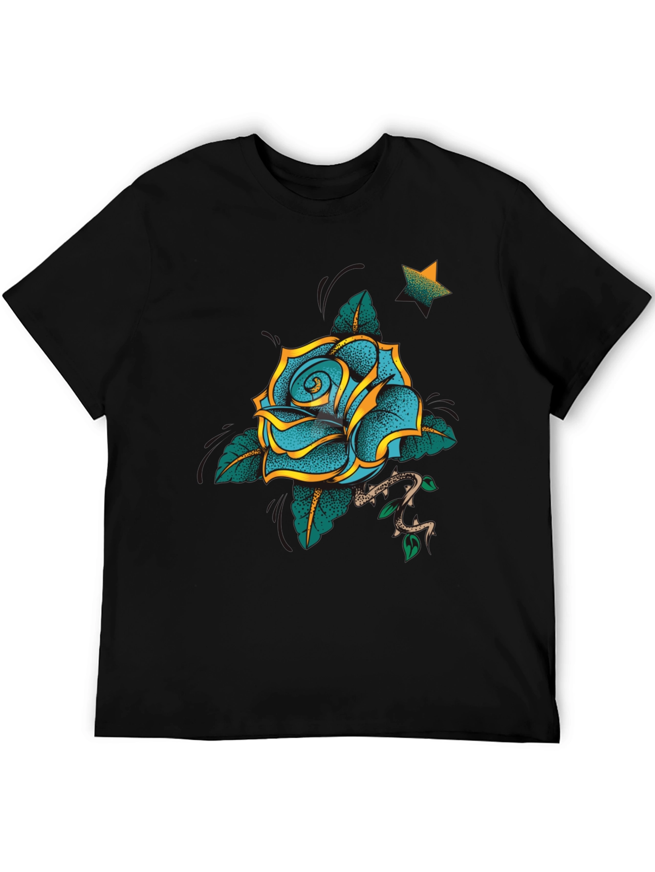 Rose Tattoo Graphic Black T-Shirt