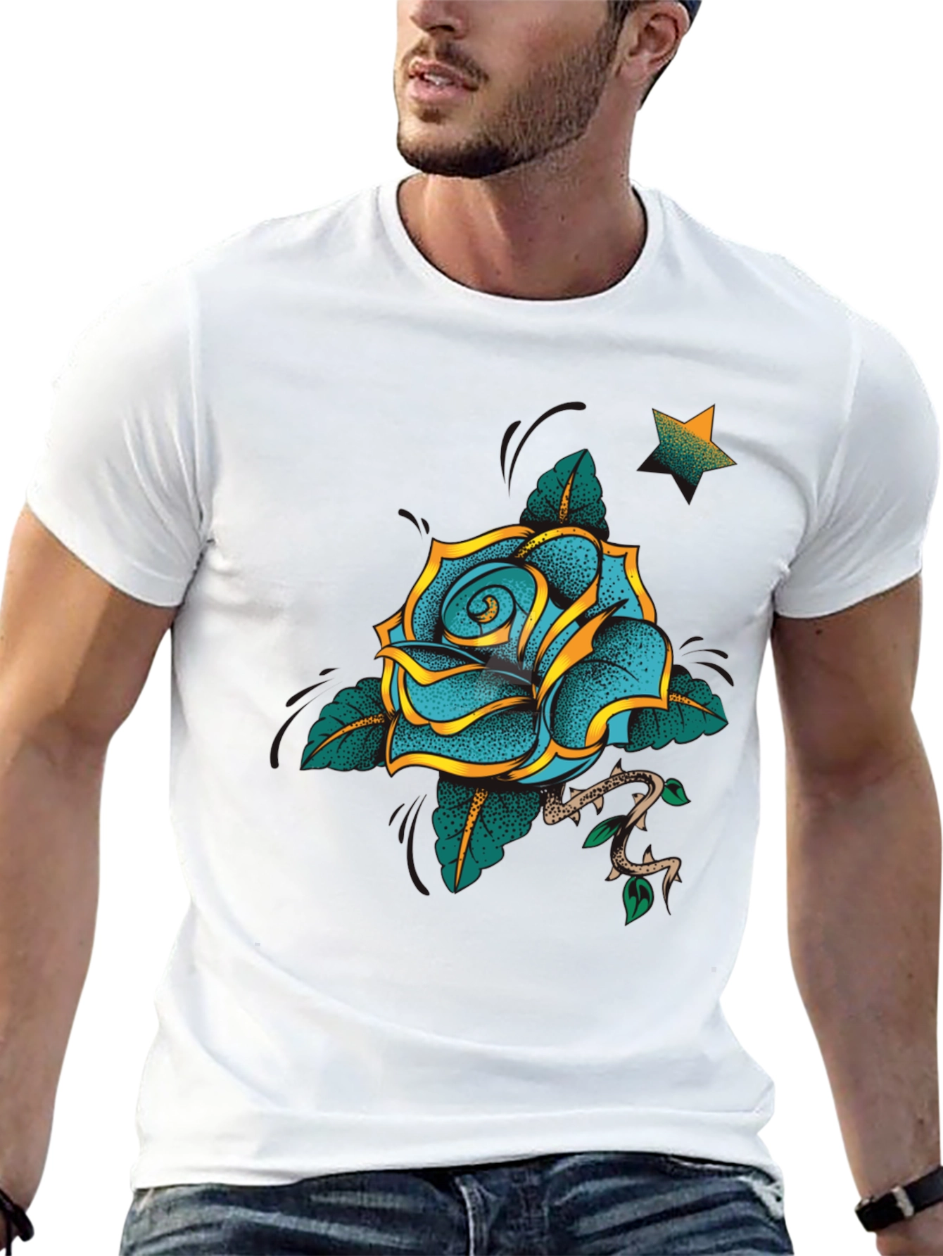 Rose Tattoo Graphic Black T-Shirt