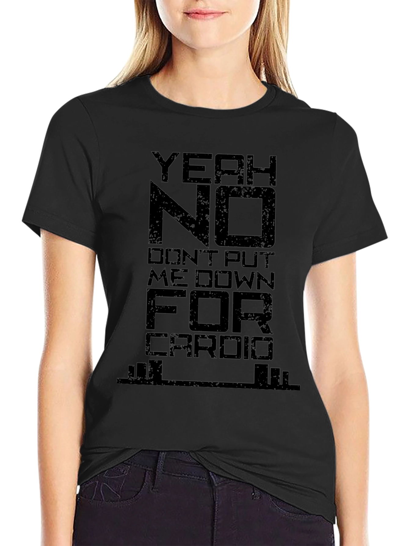 Yeah No Cardio Graphic Tee - Black Cotton
