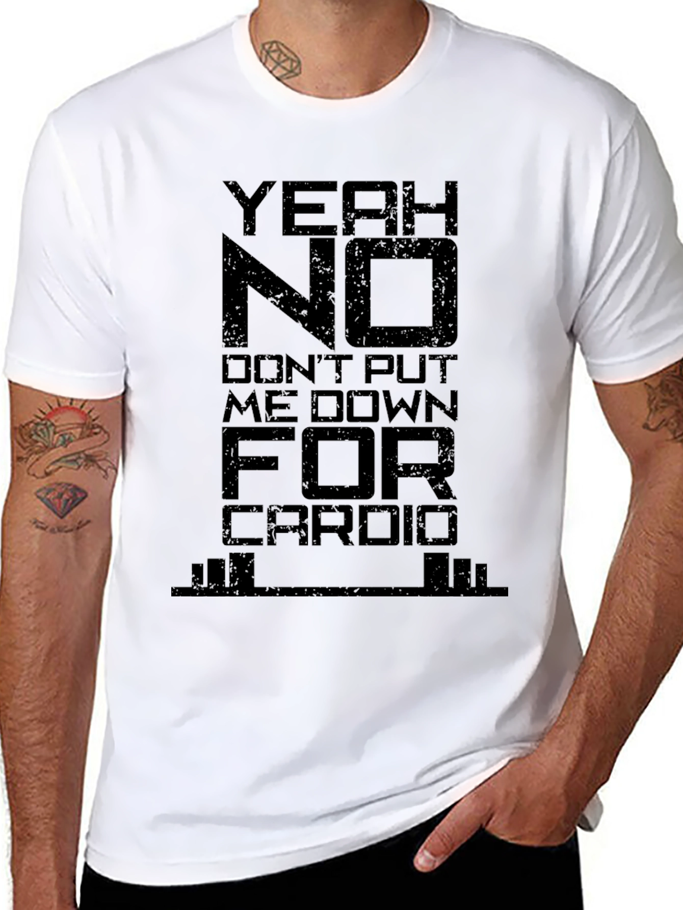 Yeah No Cardio Graphic Tee - Black Cotton