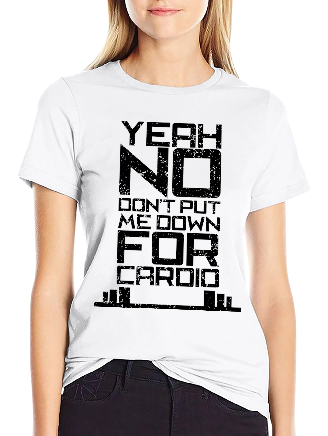 Yeah No Cardio Graphic Tee - Black Cotton