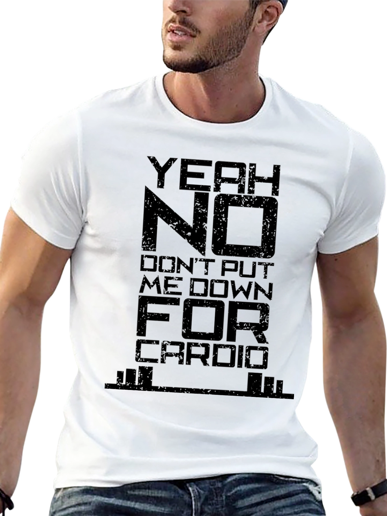 Yeah No Cardio Graphic Tee - Black Cotton