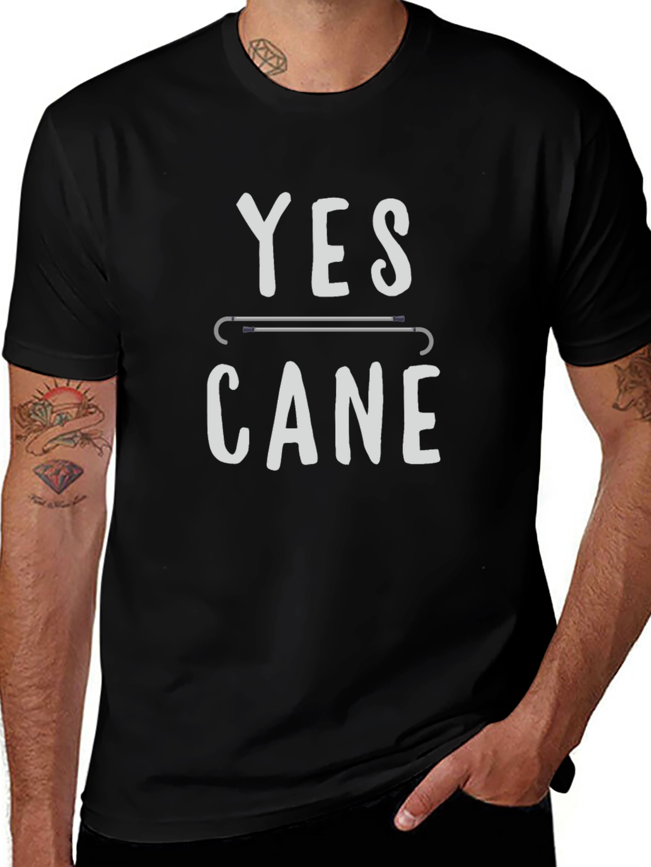 Yes Cane T-Shirt - Humor Disability Tee
