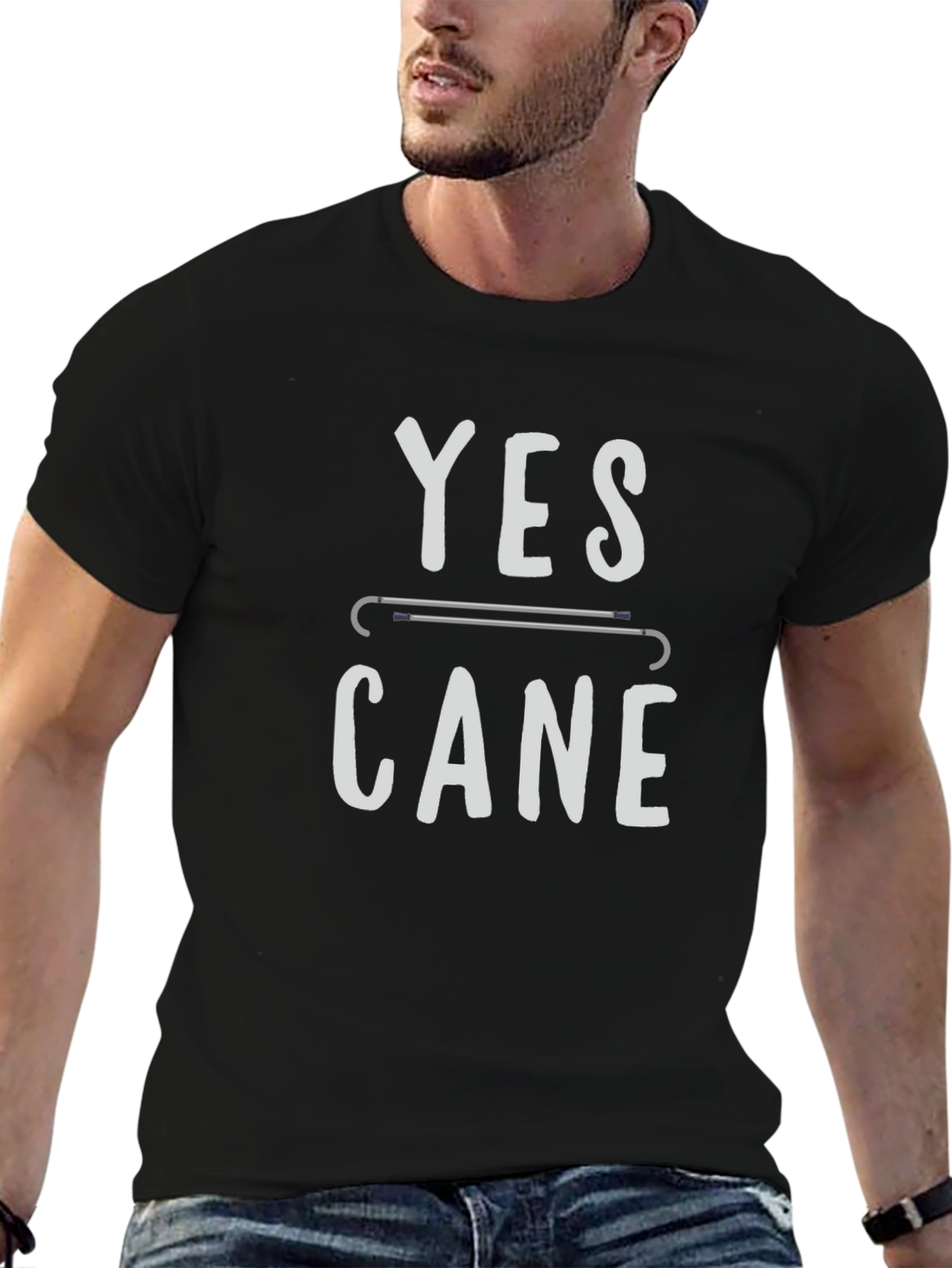 Yes Cane T-Shirt - Humor Disability Tee