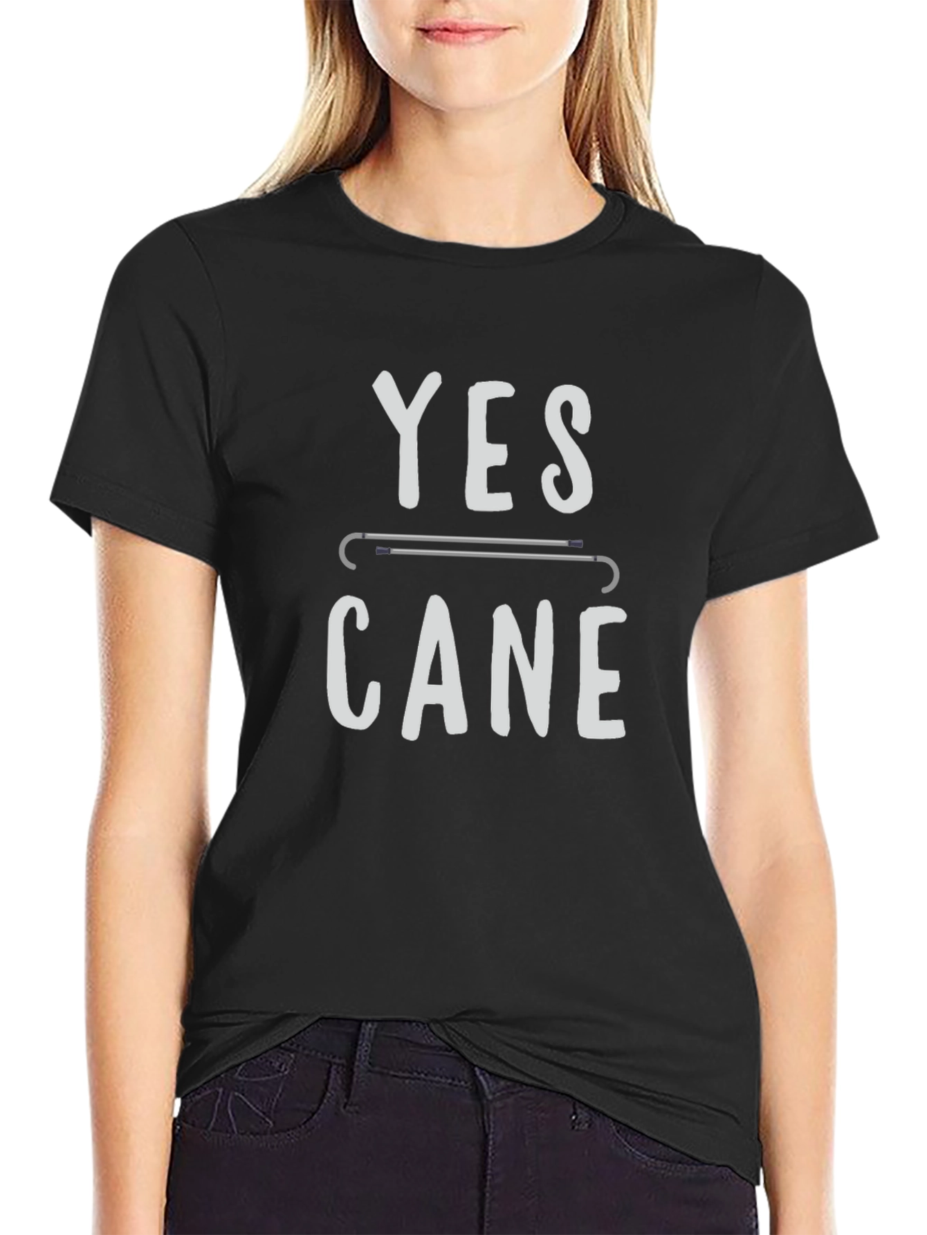 Yes Cane T-Shirt - Humor Disability Tee