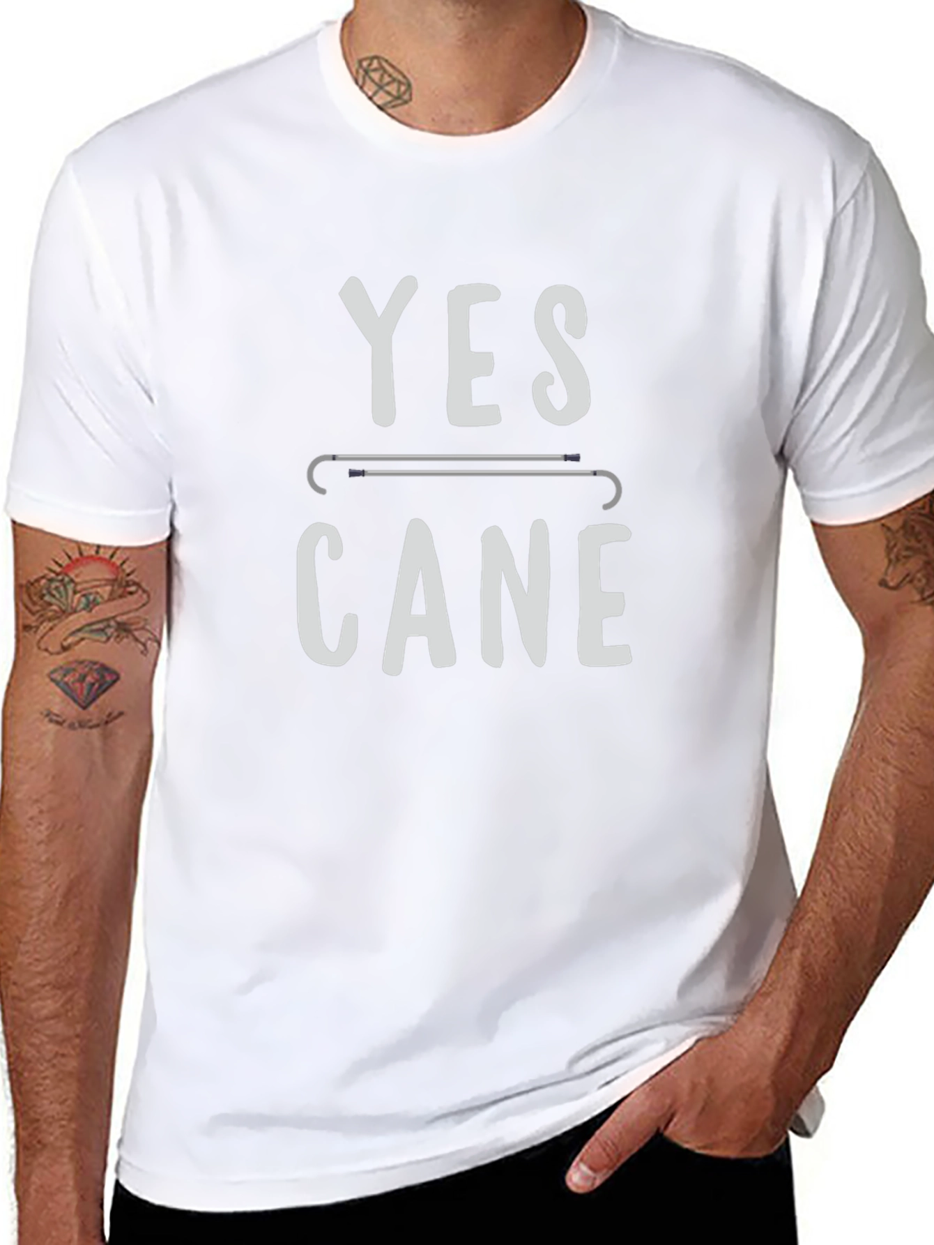 Yes Cane T-Shirt - Humor Disability Tee
