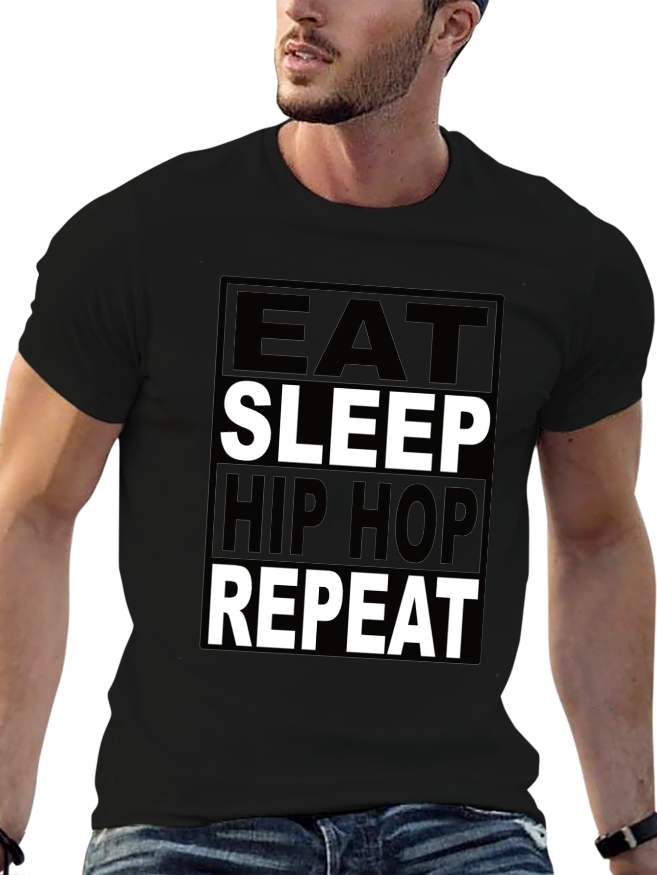 Eat Sleep Hip Hop Repeat Black Graphic Tee