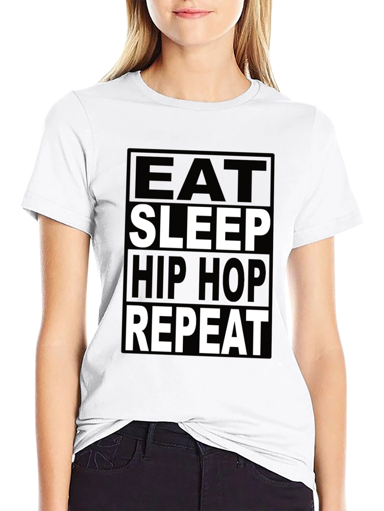 Eat Sleep Hip Hop Repeat Black Graphic Tee