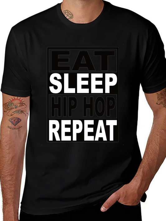 Eat Sleep Hip Hop Repeat Black Graphic Tee