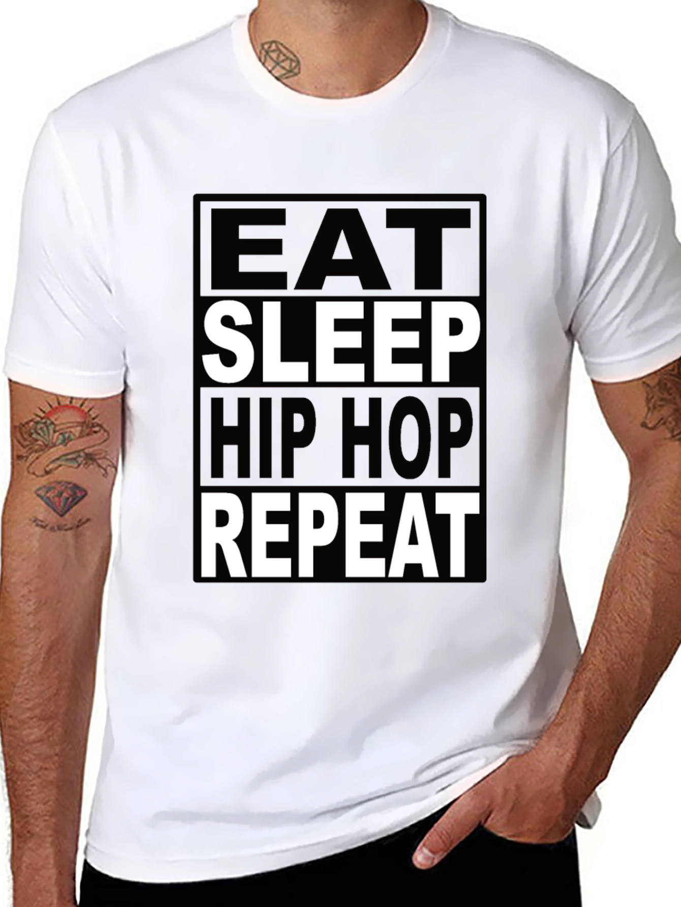 Eat Sleep Hip Hop Repeat Black Graphic Tee