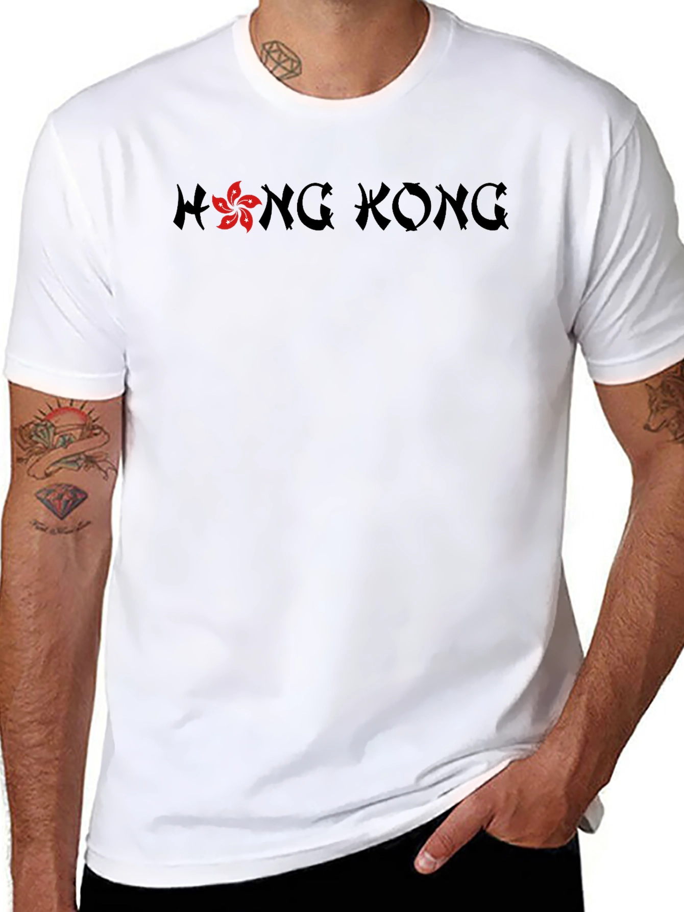 Hong Kong Graphic Tee - Black Crew Neck T-Shirt