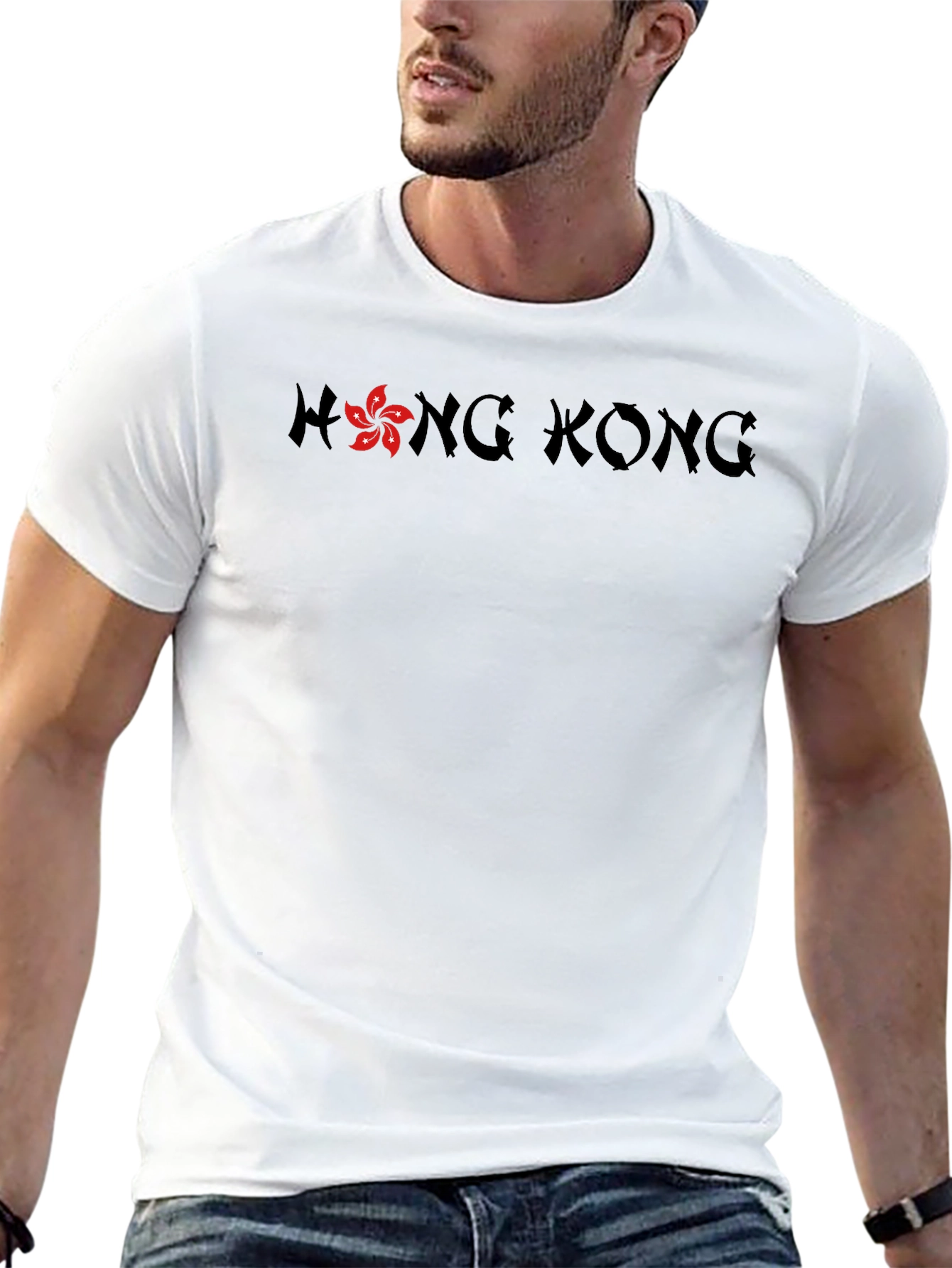 Hong Kong Graphic Tee - Black Crew Neck T-Shirt