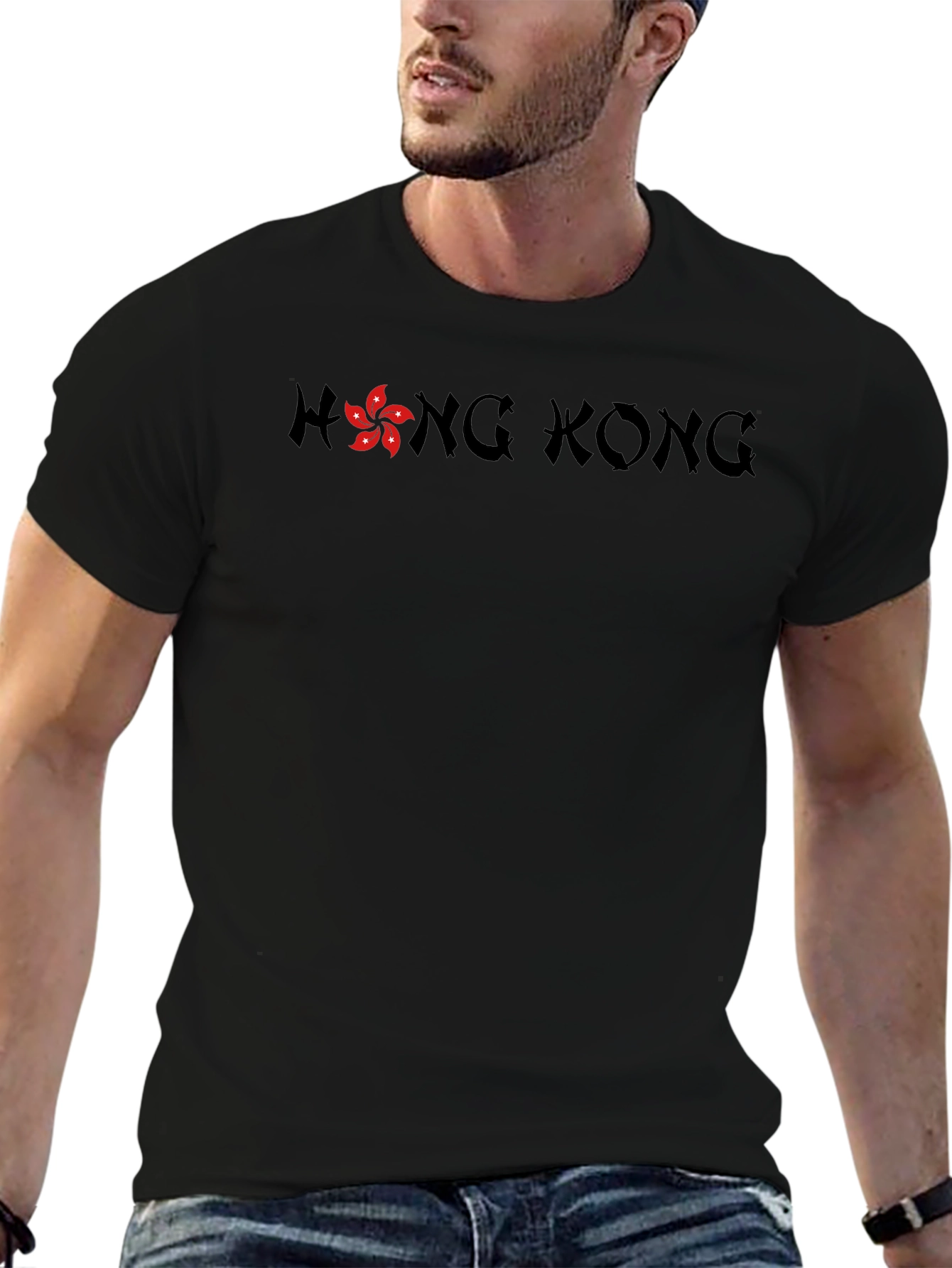 Hong Kong Graphic Tee - Black Crew Neck T-Shirt