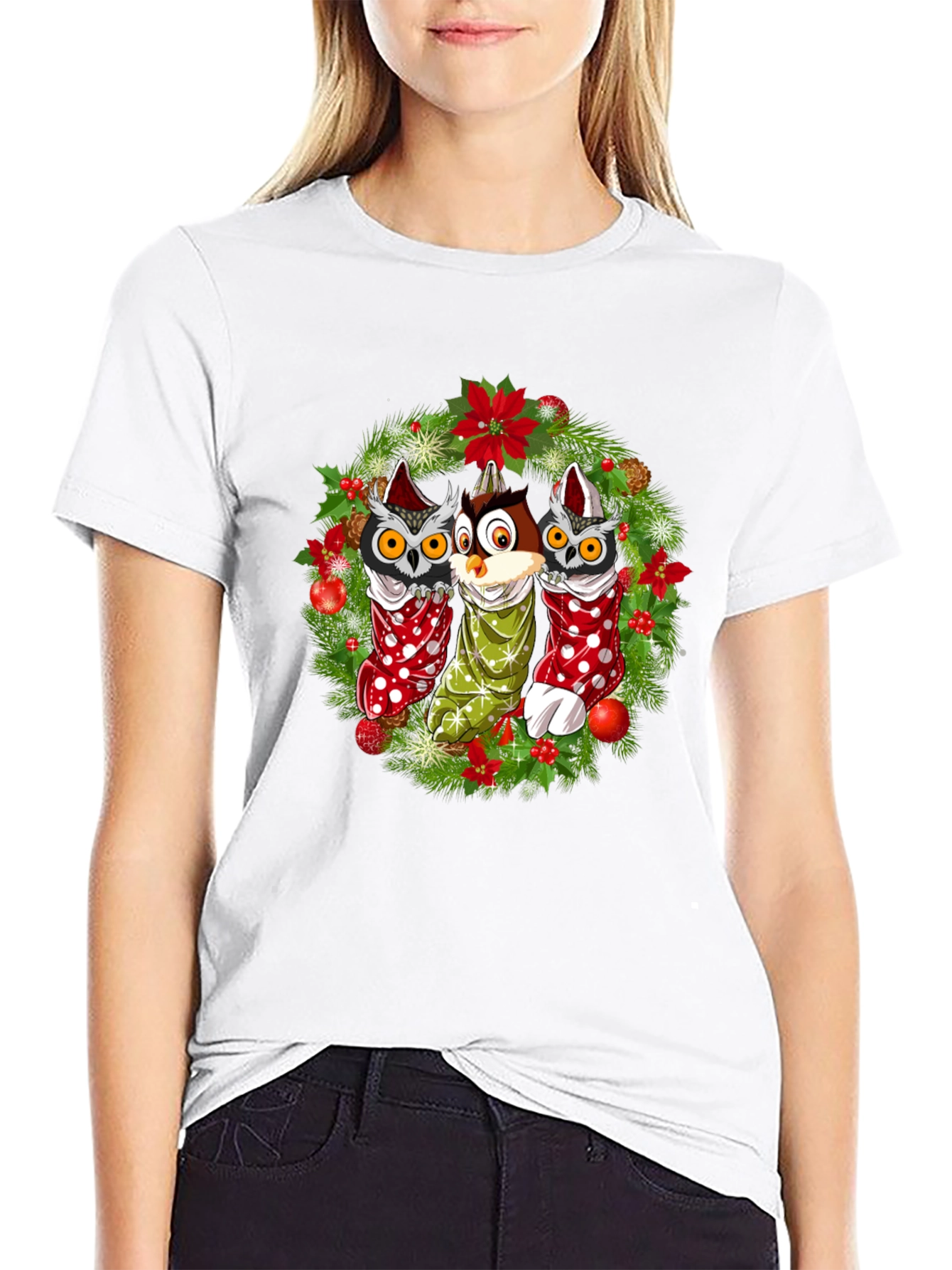 Christmas Owl T-Shirt Festive Holiday Design