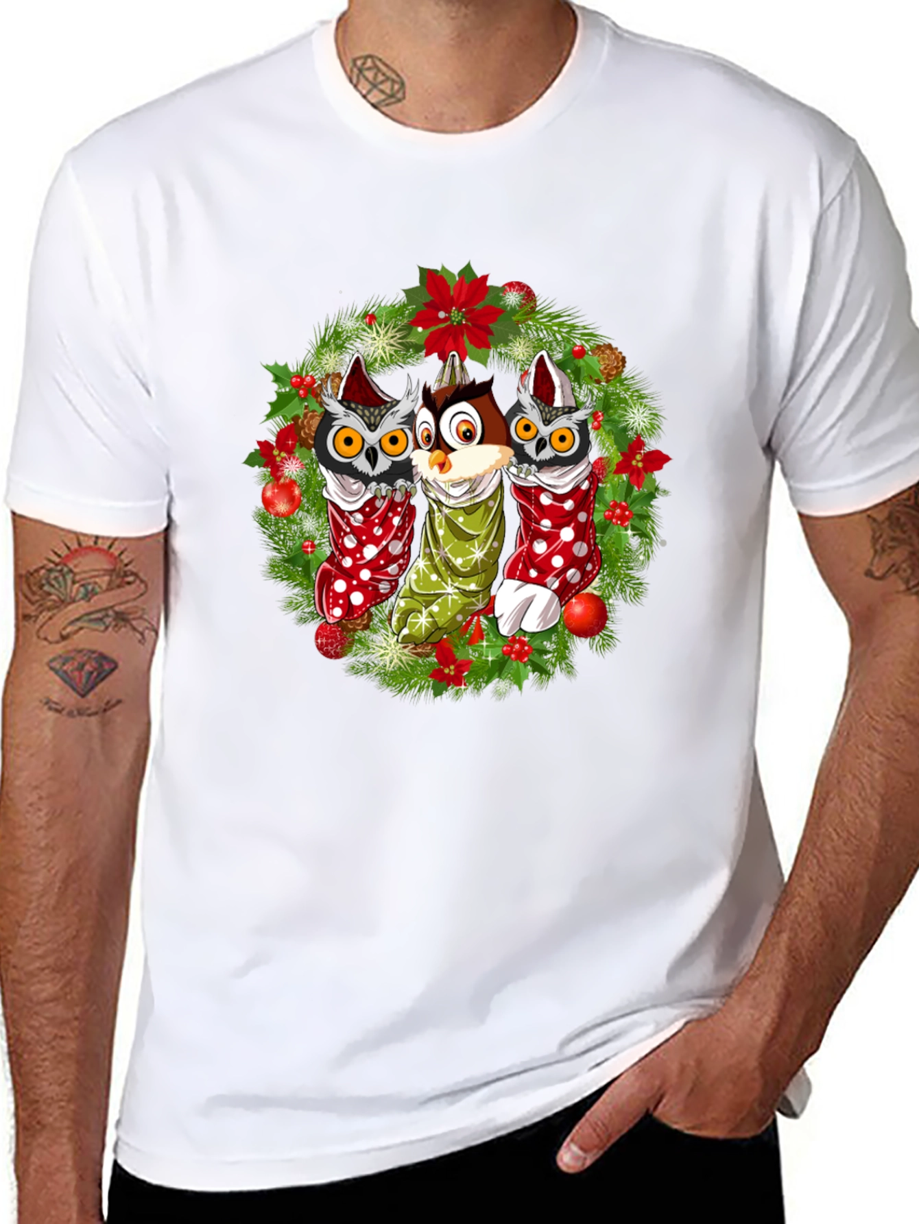 Christmas Owl T-Shirt Festive Holiday Design