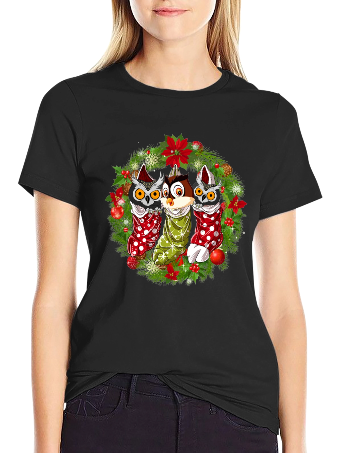 Christmas Owl T-Shirt Festive Holiday Design