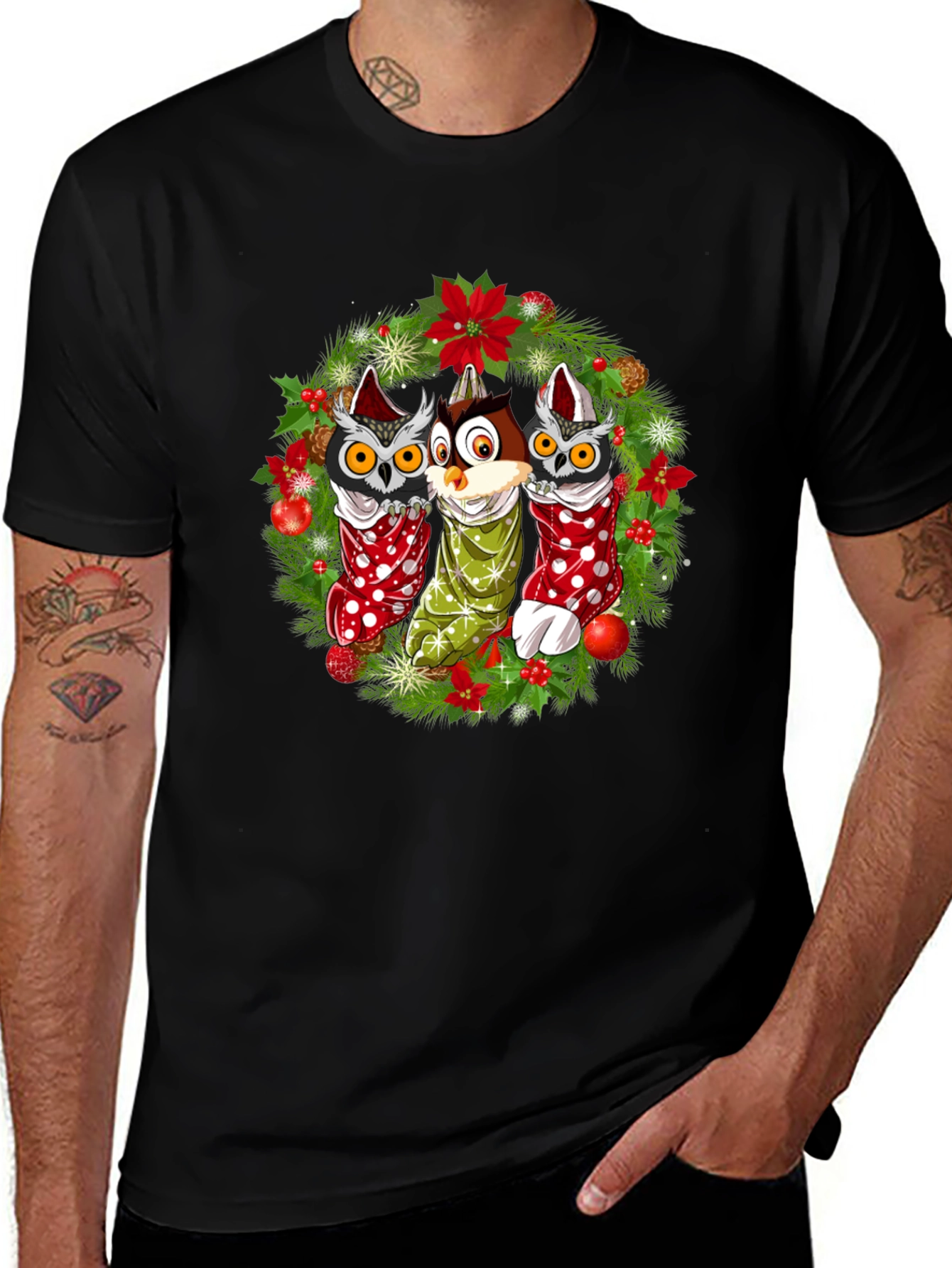Christmas Owl T-Shirt Festive Holiday Design