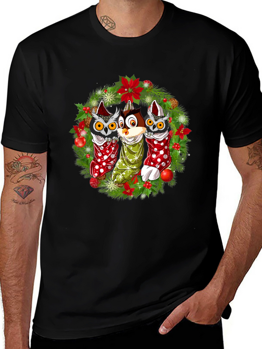 Christmas Owl T-Shirt Festive Holiday Design