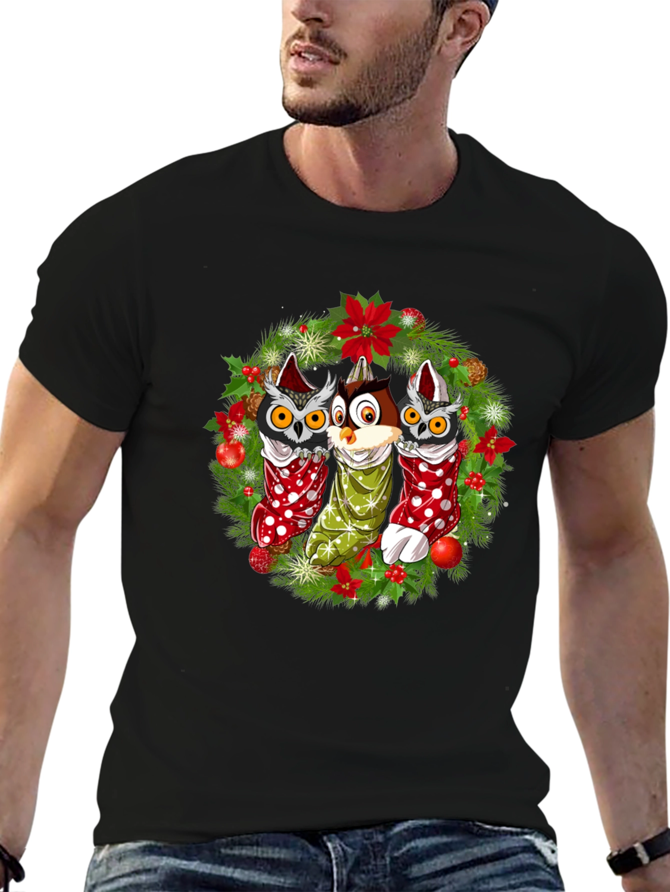 Christmas Owl T-Shirt Festive Holiday Design
