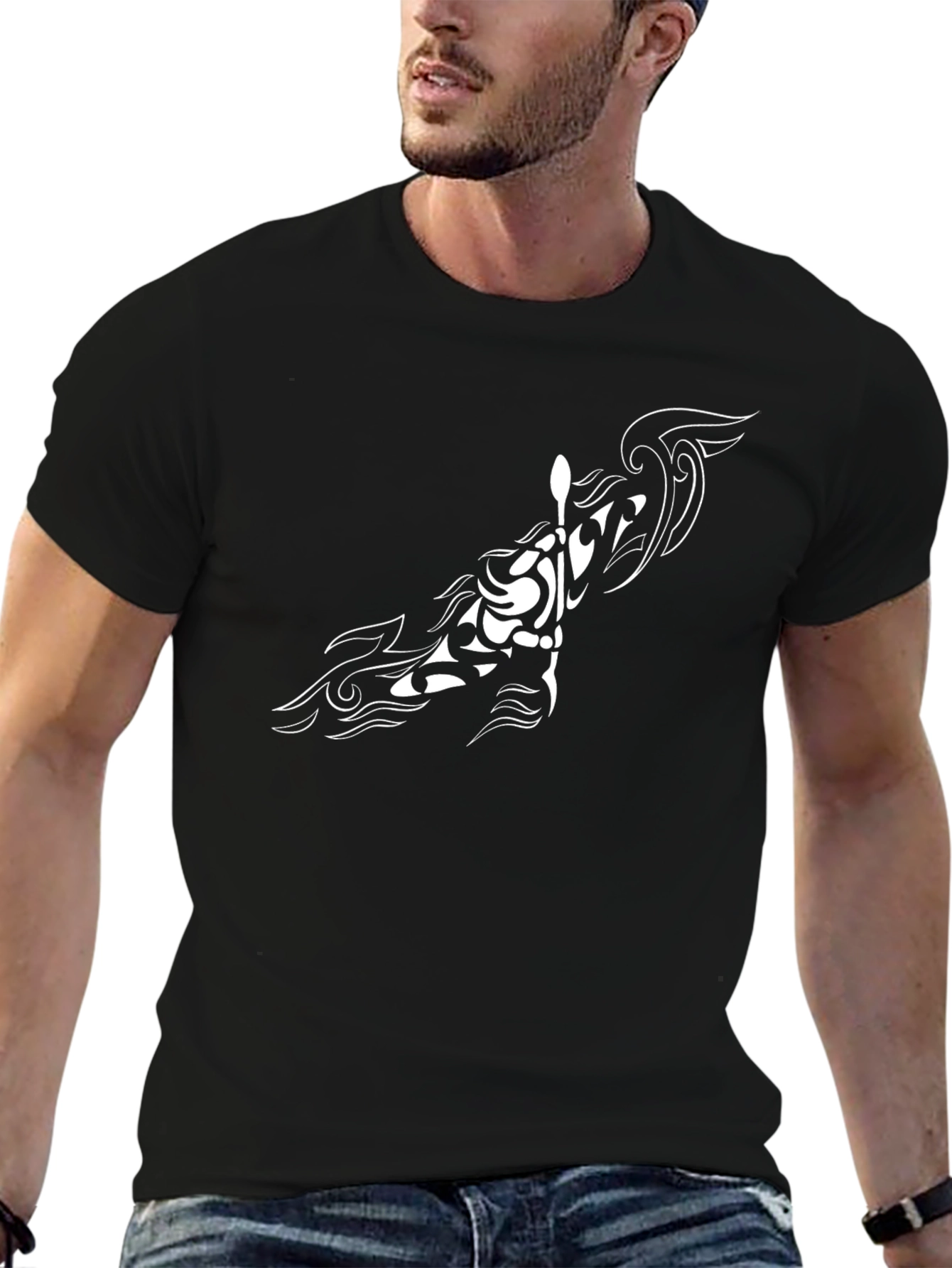 Tribal Tattoo Graphic Black T-Shirt