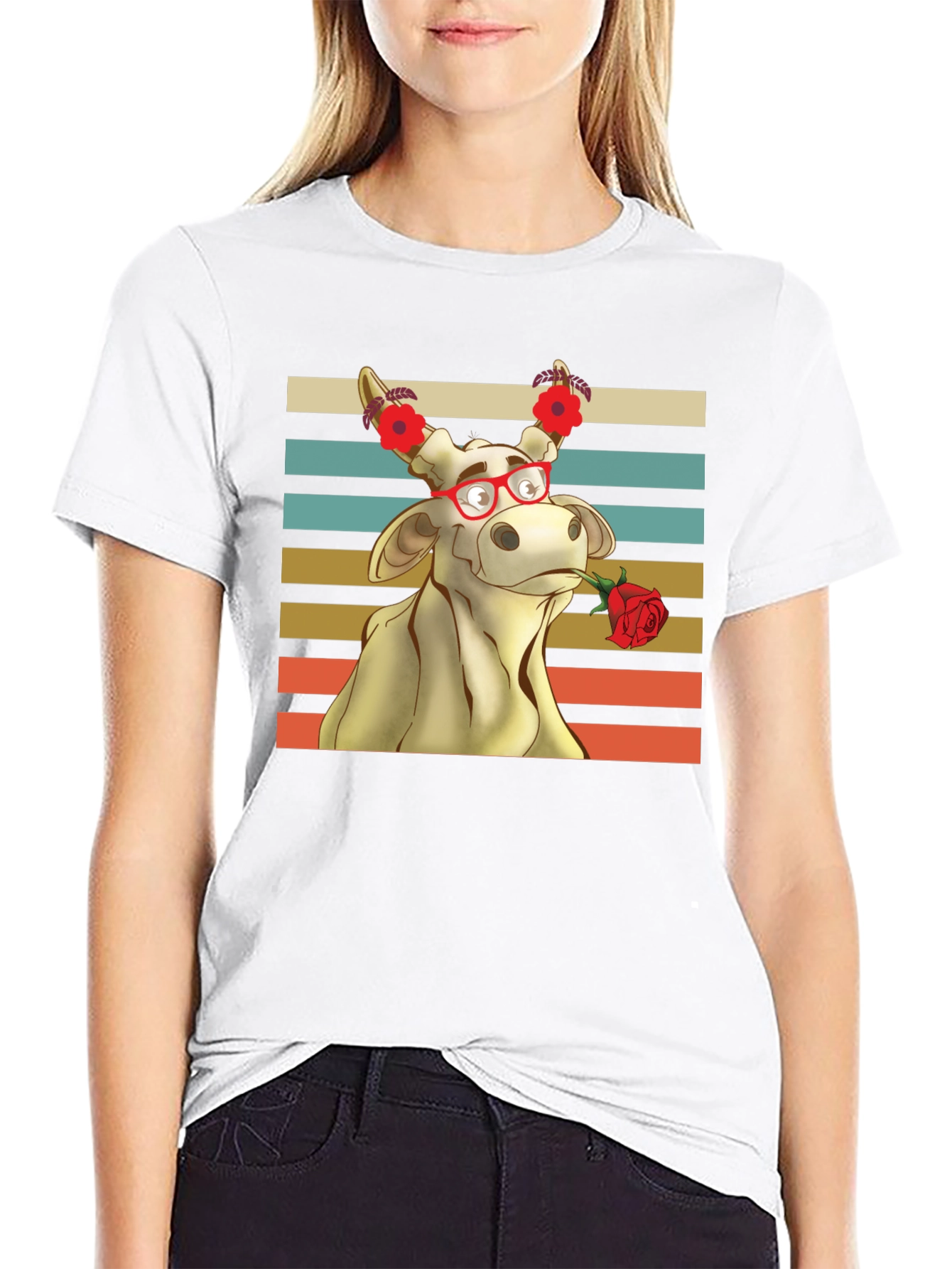 Romantic Cow Graphic Tee - Unique Animal Lover Shirt