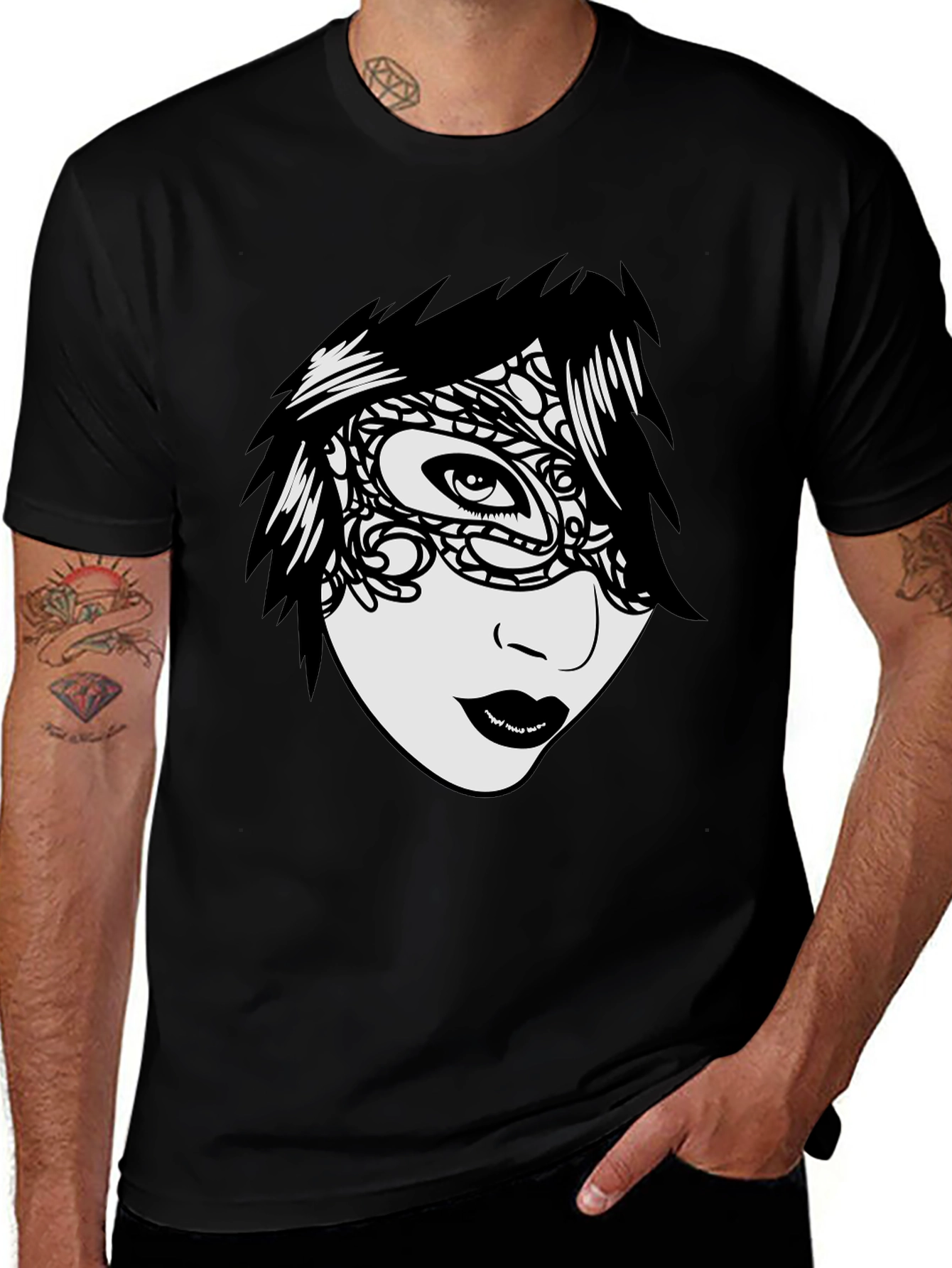 Mysterious Mask T-Shirt - Unique Graphic Tee