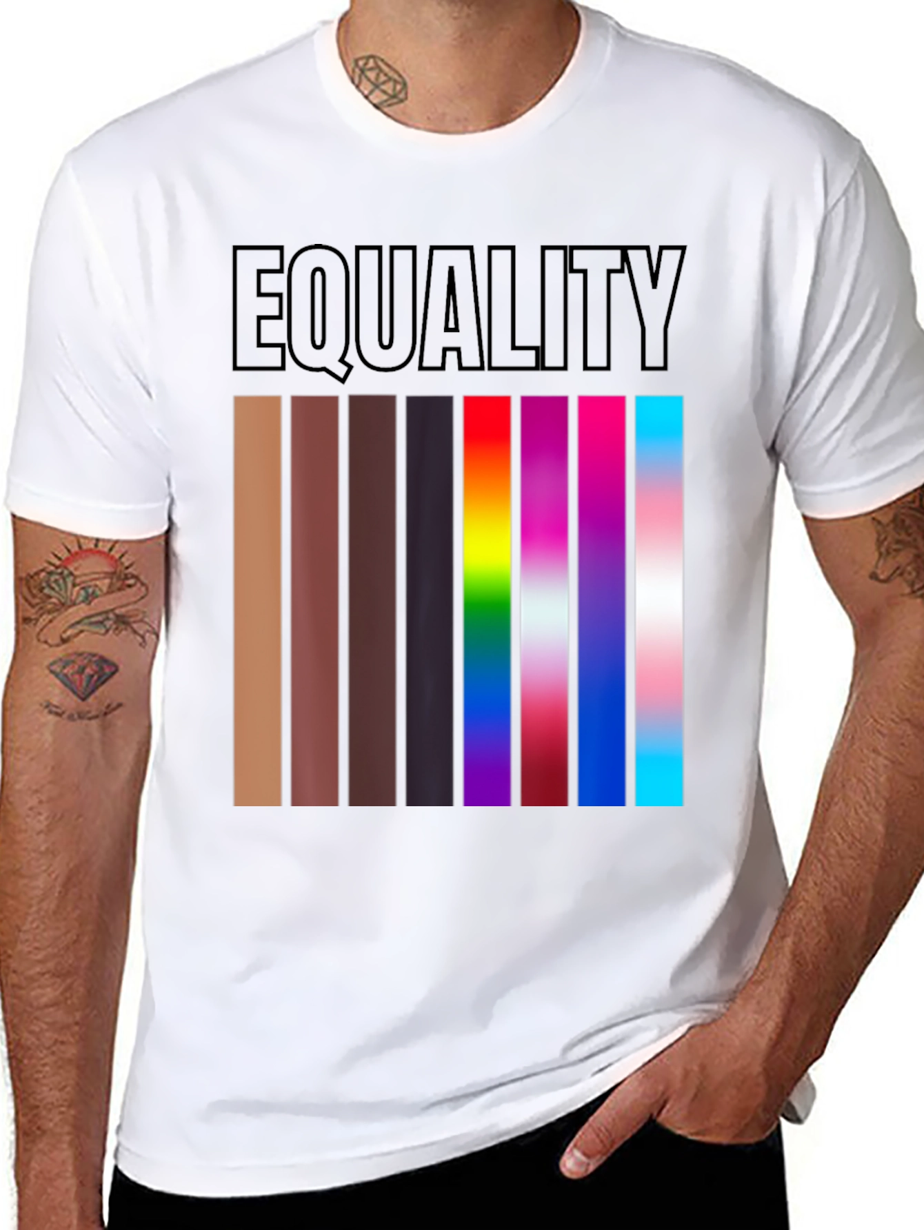 Equality T-Shirt Diverse Skin Tones & LGBTQ+ Pride