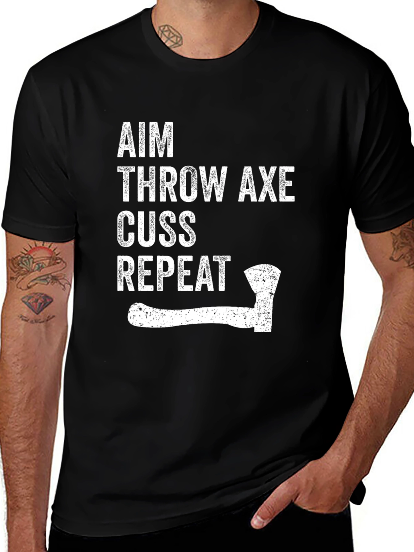 Axe Throwing T-Shirt - Aim Throw Axe Cuss Repeat