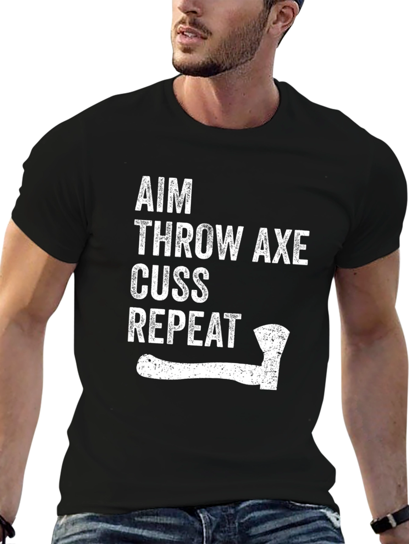 Axe Throwing T-Shirt - Aim Throw Axe Cuss Repeat