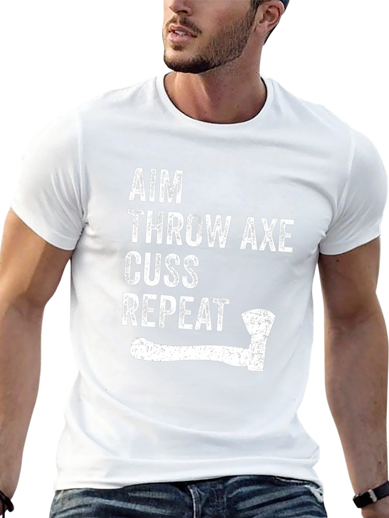 Axe Throwing T-Shirt - Aim Throw Axe Cuss Repeat