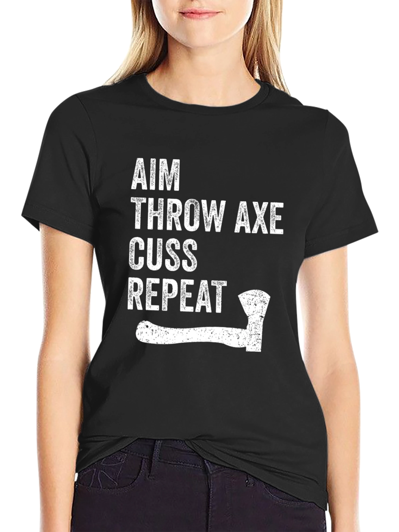Axe Throwing T-Shirt - Aim Throw Axe Cuss Repeat