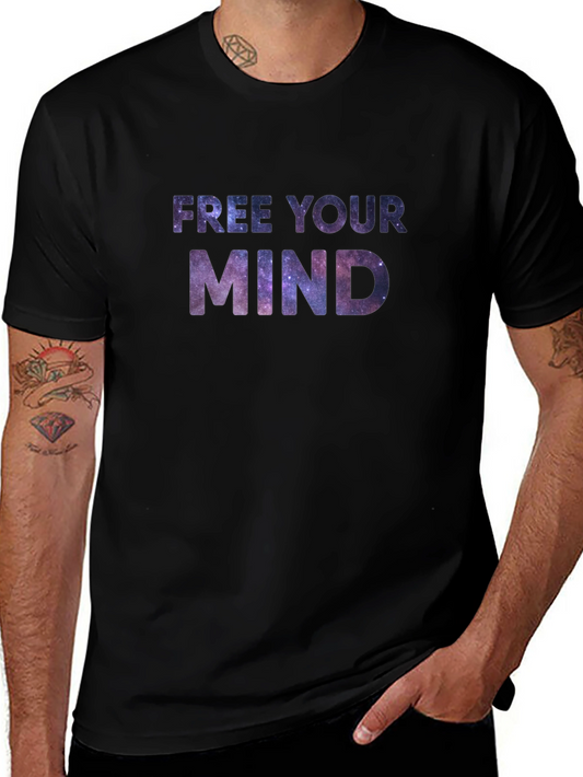 Free Your Mind Galaxy Print Black T-Shirt