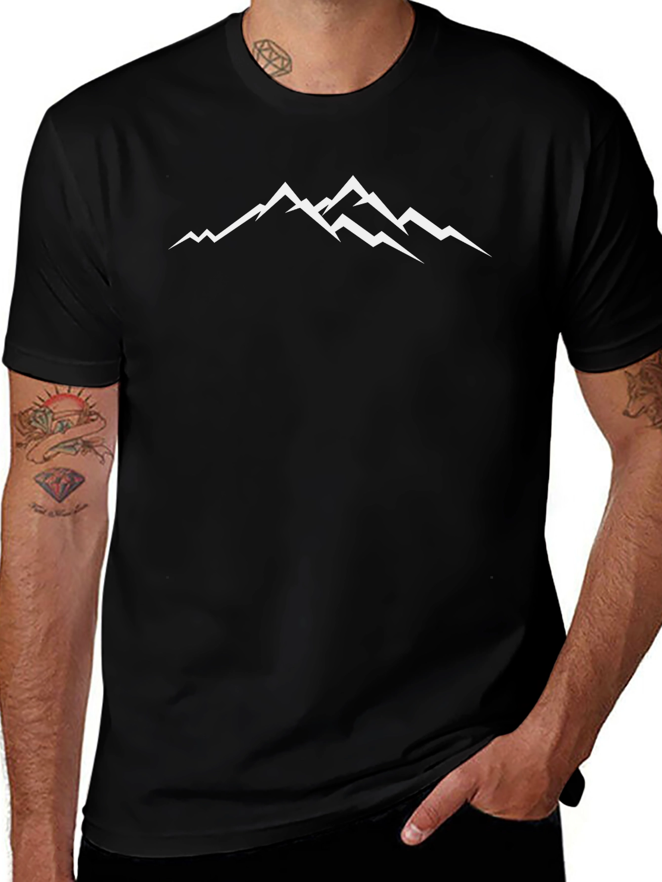 Mountain Peak Graphic Tee - Black Casual Shirt