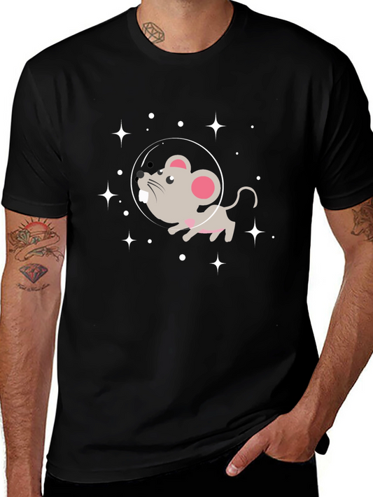 Cosmic Mouse Graphic Tee - Black Cotton Blend
