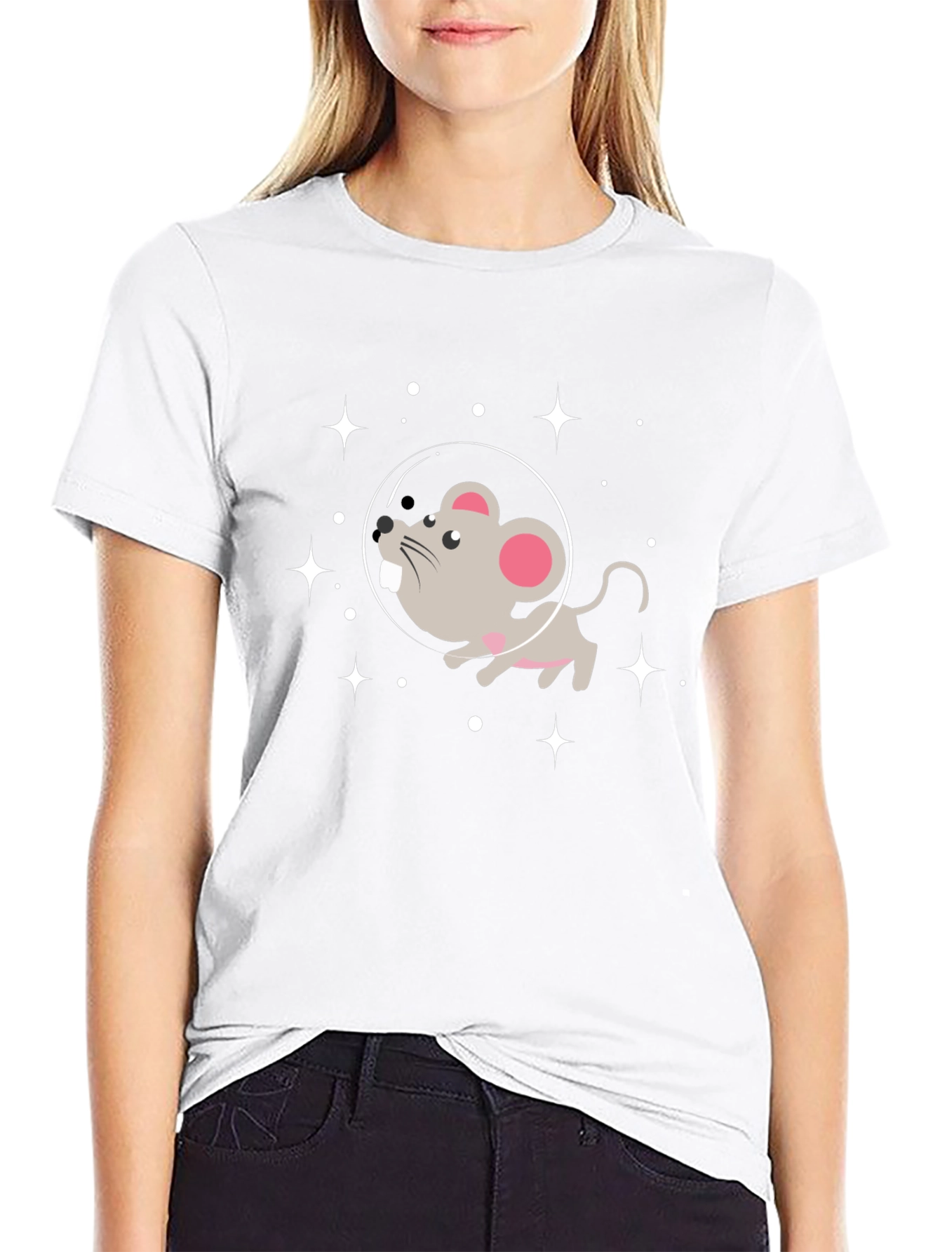 Cosmic Mouse Graphic Tee - Black Cotton Blend