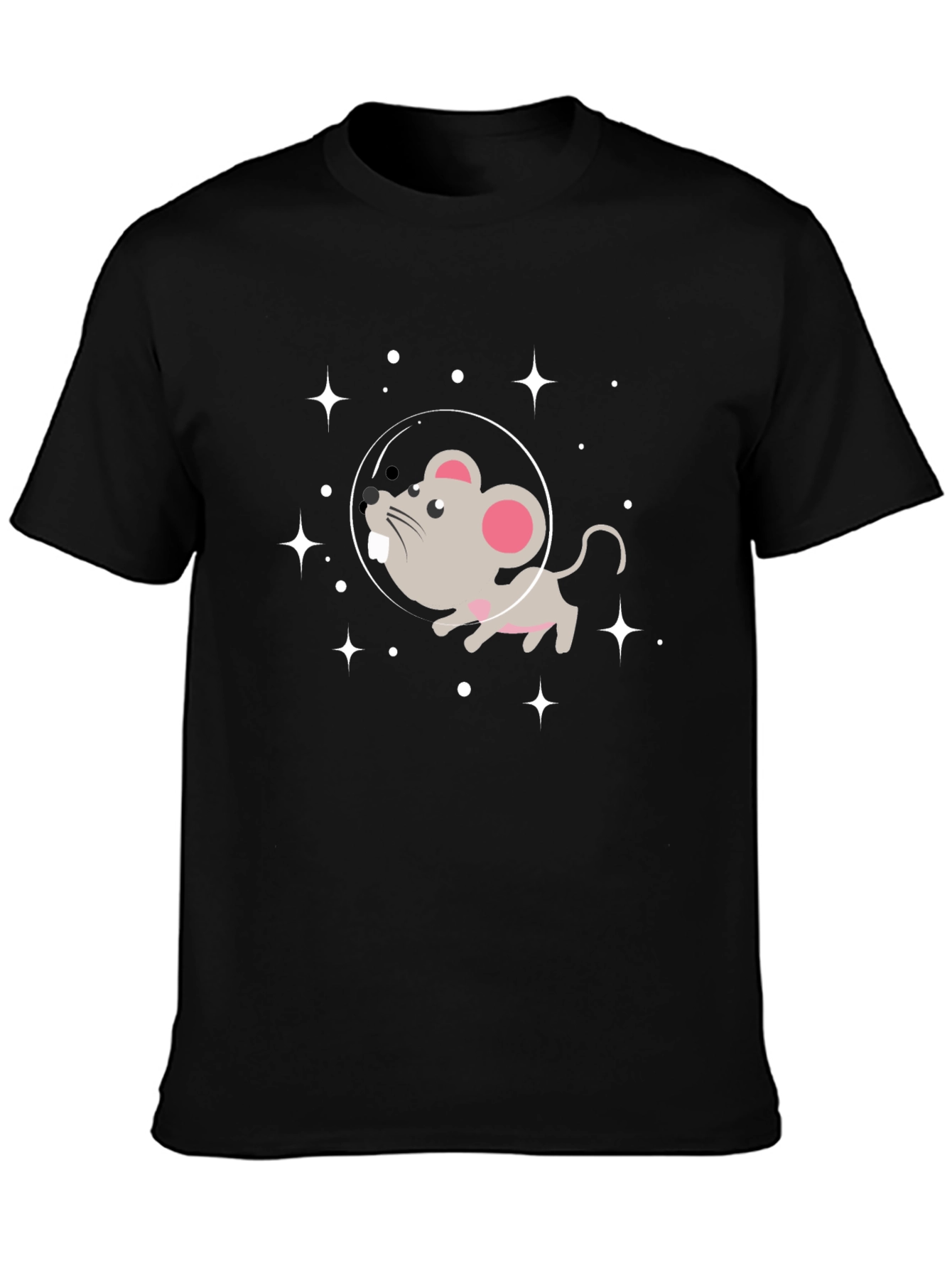 Cosmic Mouse Graphic Tee - Black Cotton Blend