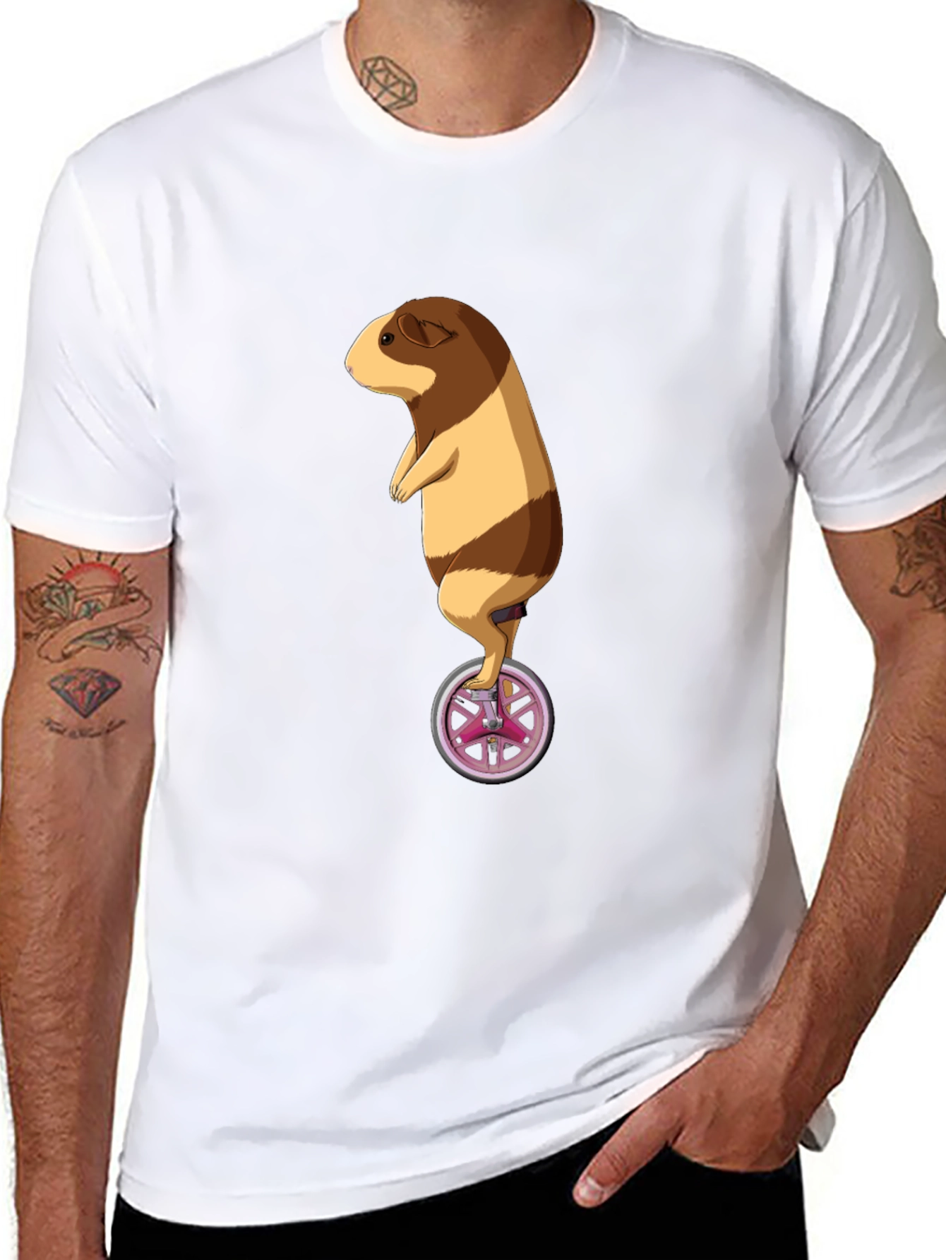 Guinea Pig Unicycle Black T-Shirt