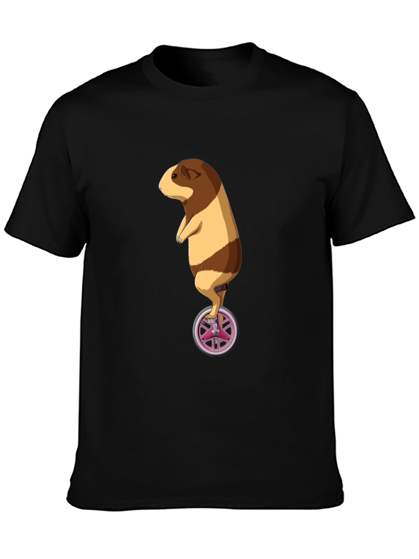 Guinea Pig Unicycle Black T-Shirt