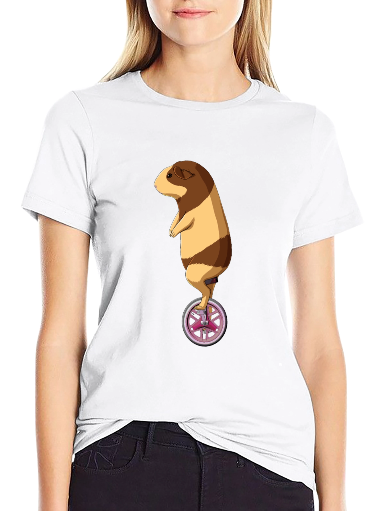 Guinea Pig Unicycle Black T-Shirt