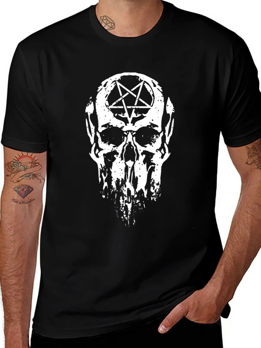 Skull Pentagram Graphic Tee - Dark Style