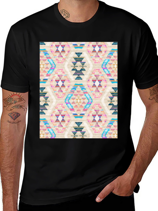 Geometric Pattern Graphic Tee - Stylish Comfort