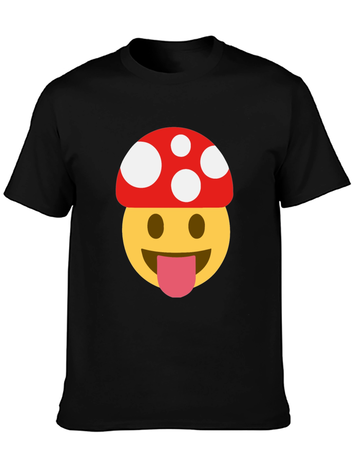 Mushroom Emoji Tee - Fun & Quirky Black T-Shirt