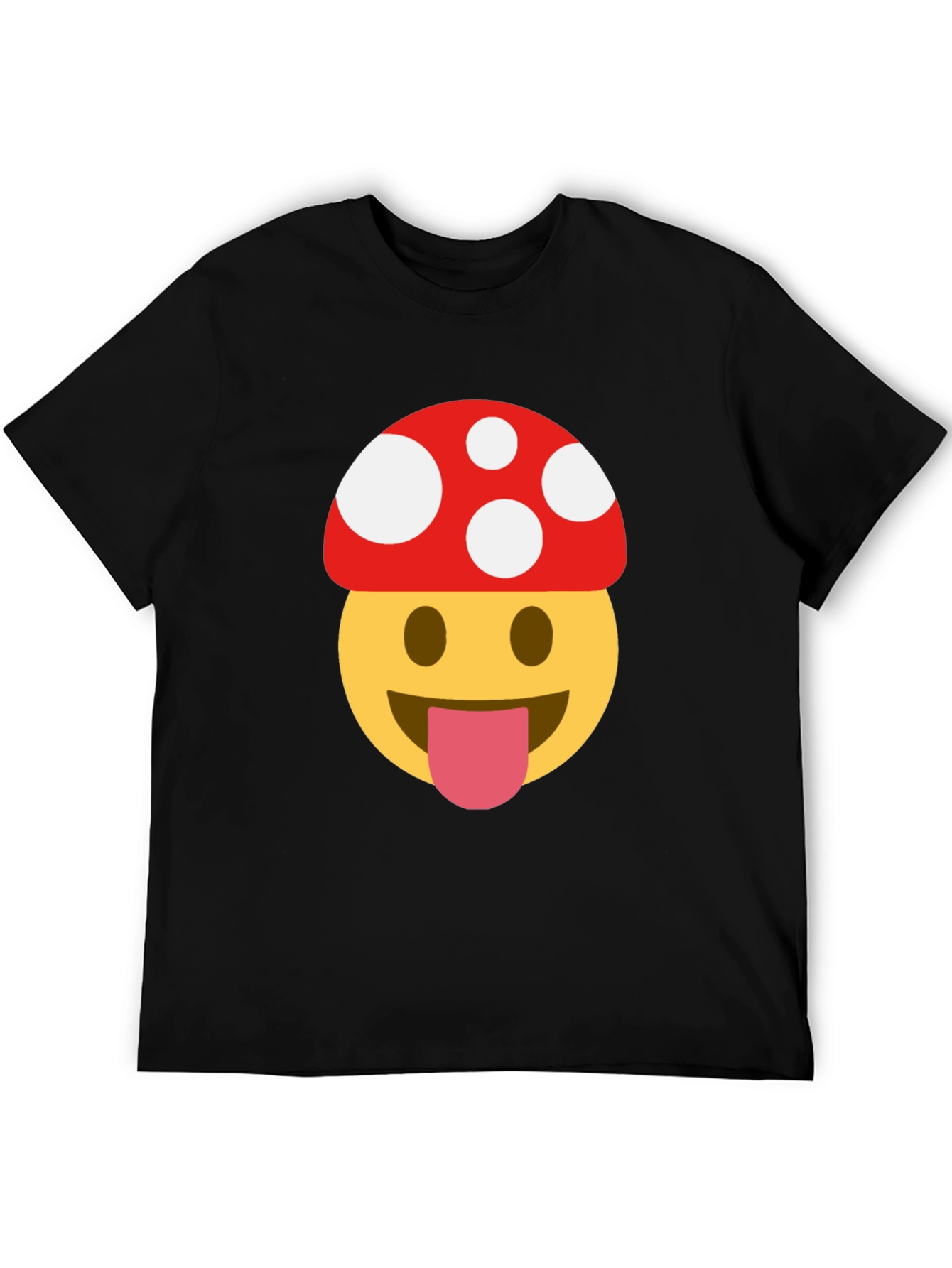 Mushroom Emoji Tee - Fun & Quirky Black T-Shirt