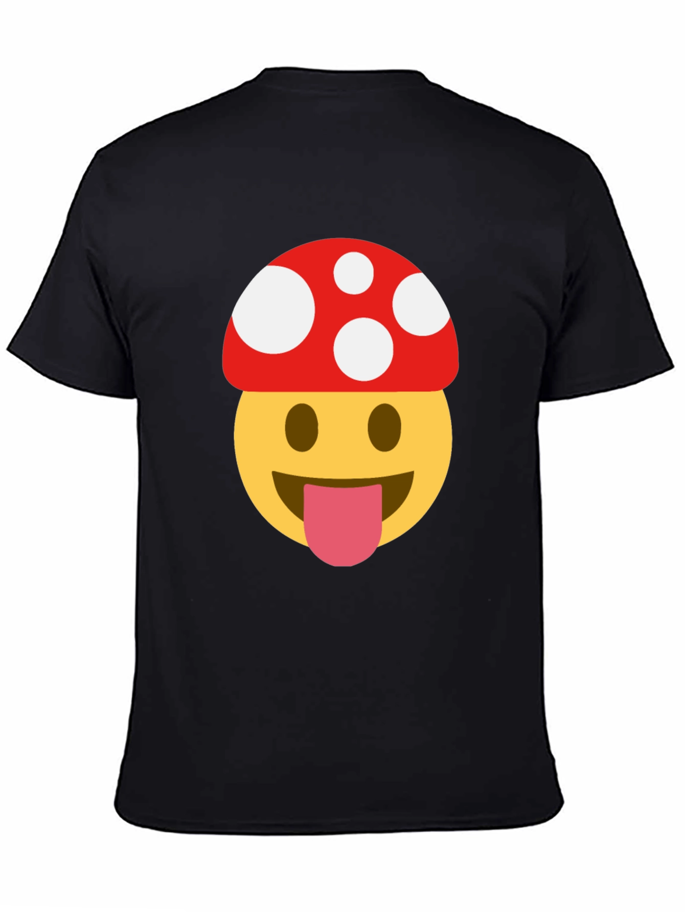 Mushroom Emoji Tee - Fun & Quirky Black T-Shirt