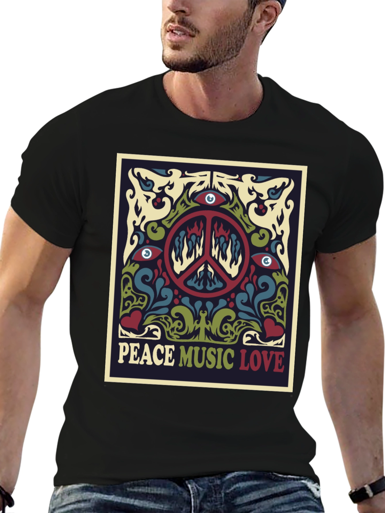 Retro Peace Music Love Graphic Tee