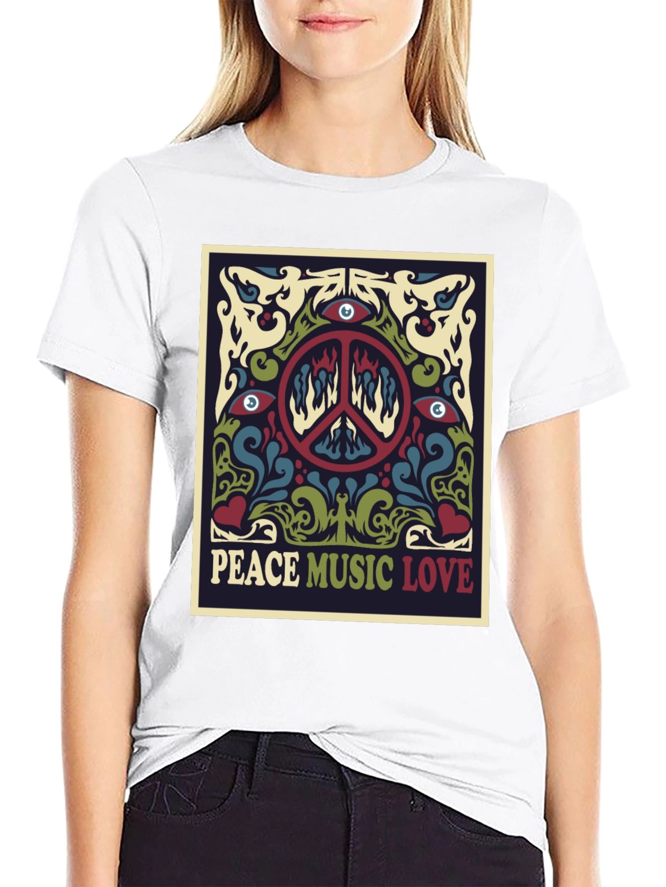 Retro Peace Music Love Graphic Tee