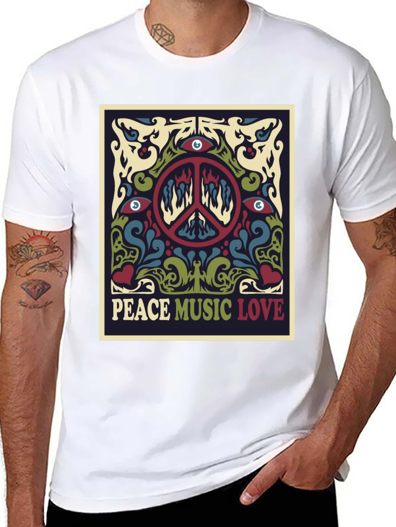 Retro Peace Music Love Graphic Tee