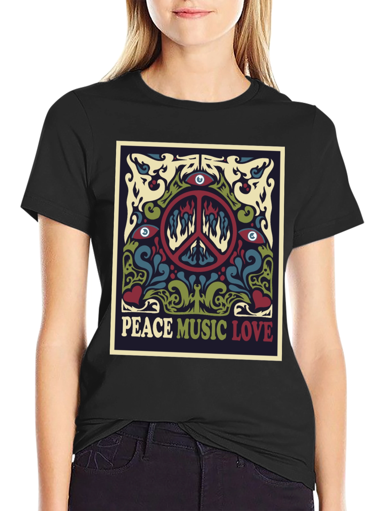 Retro Peace Music Love Graphic Tee