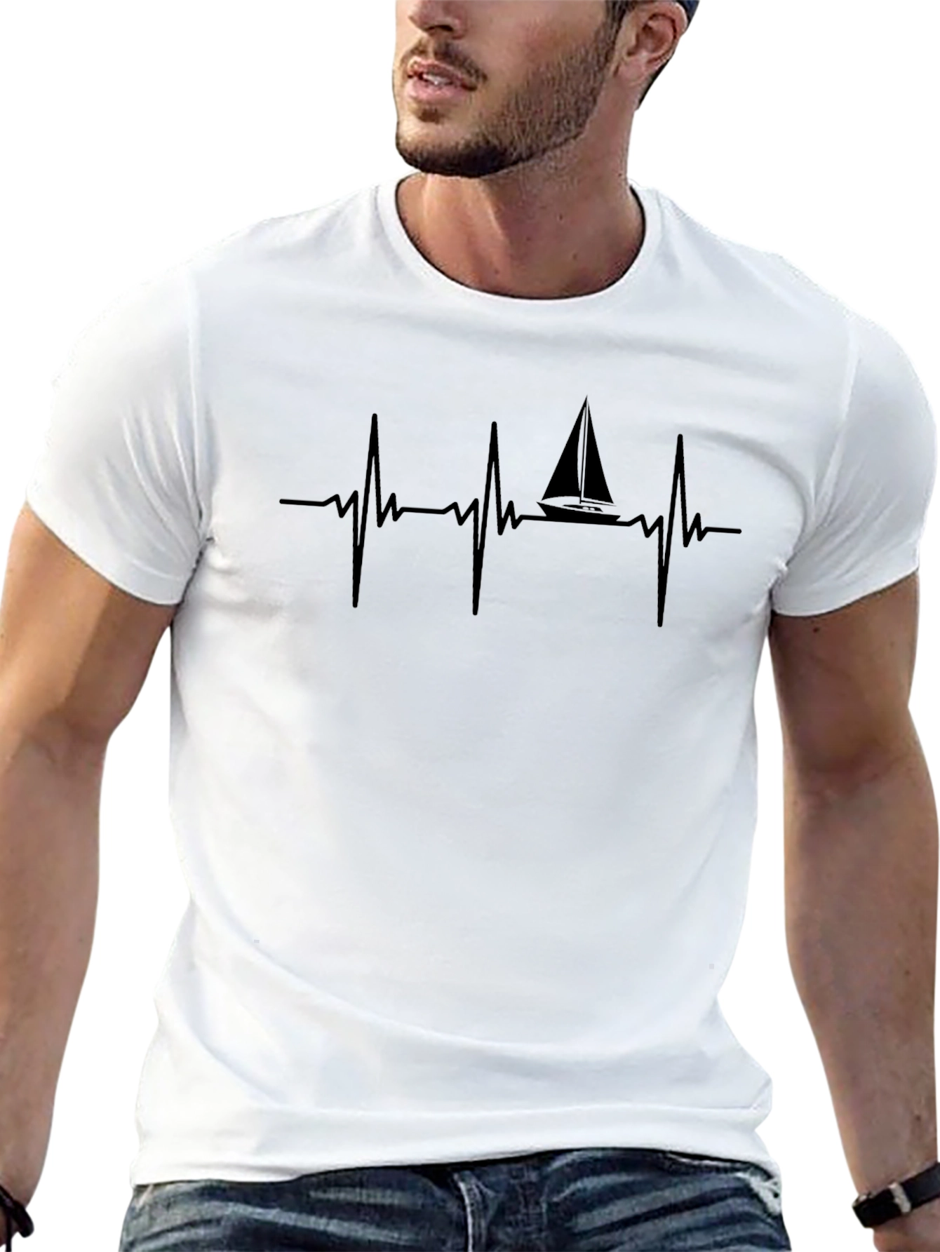 Sailboat Heartbeat Graphic T-Shirt