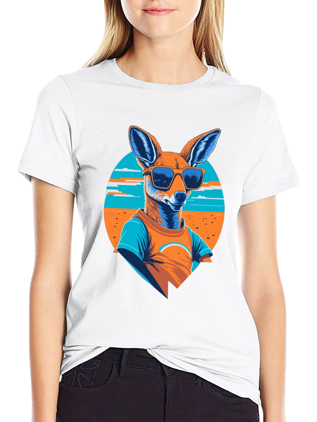 Cool Kangaroo Graphic Tee - Black